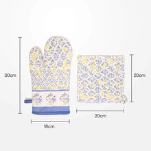 Load image into Gallery viewer, Oven Glove and Pot Holder Set Elena Blue
