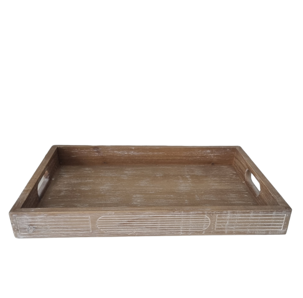 Wooden Tray Carved - Small