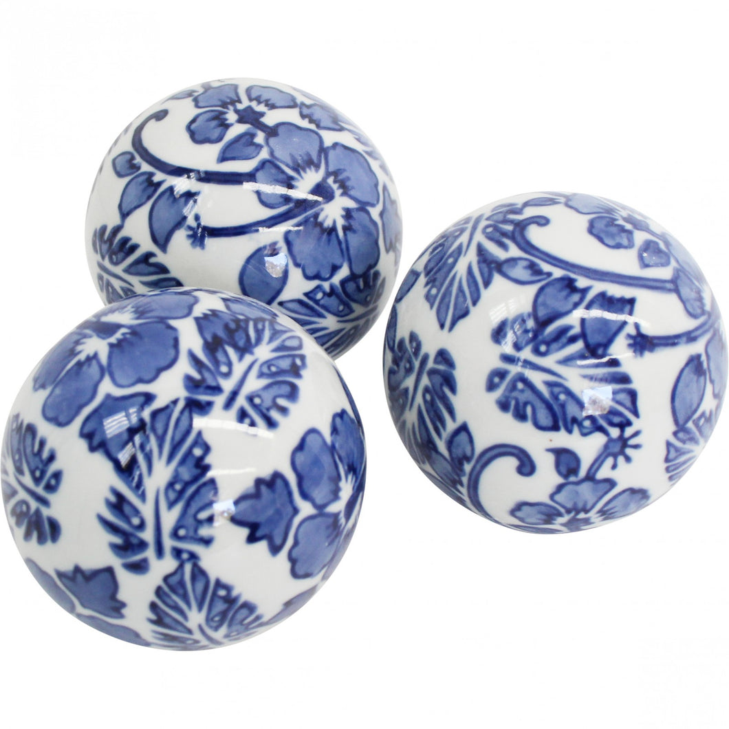 Ceramic Hibiscus Balls Set/3