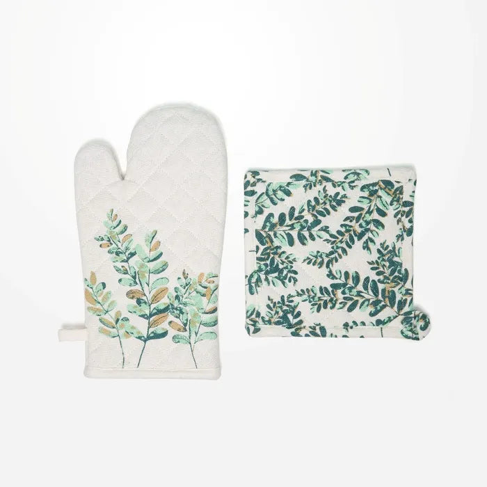 Oven Glove and Pot Holder Set Green