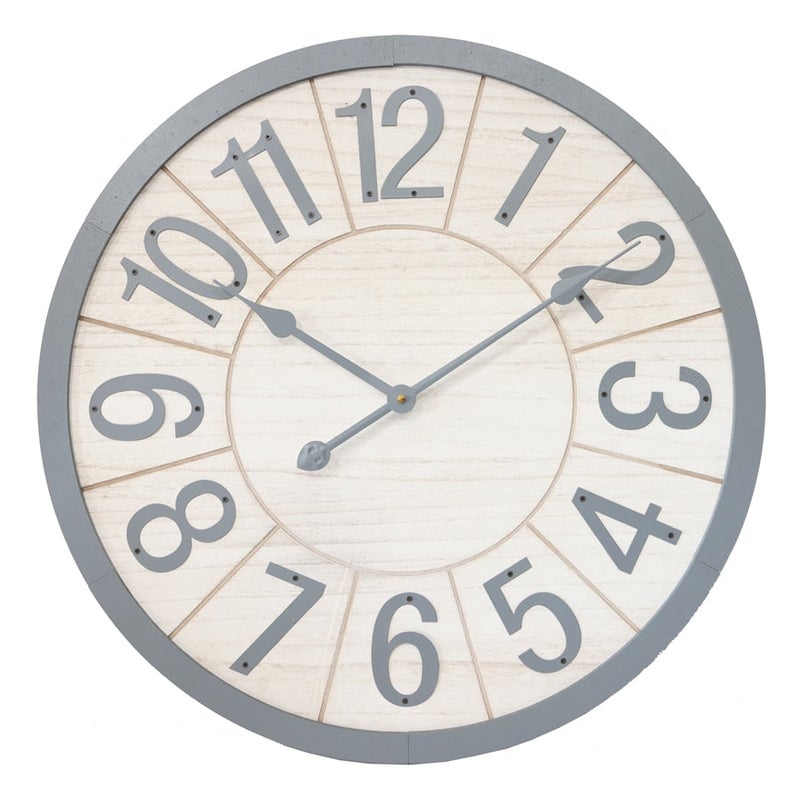 XL Scandi White/Grey Clock 60cm